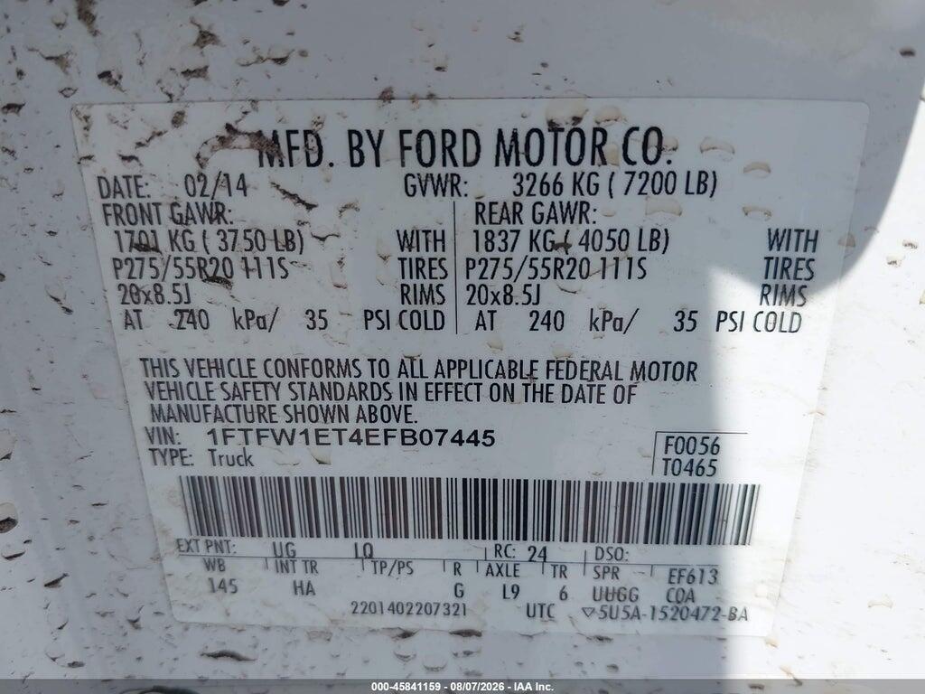 1FTFW1ET4EFB07445 2014 FORD F-150 photo no. 9