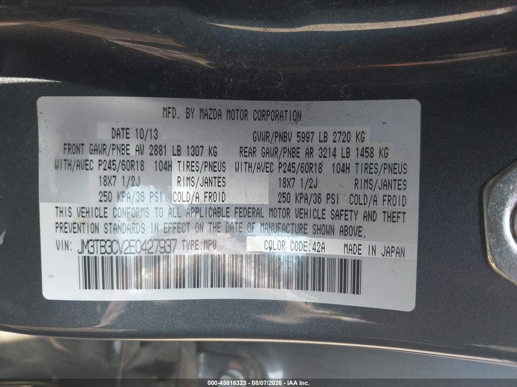 JM3TB3CV2E0427937 2014 MAZDA CX-9 photo no. 9