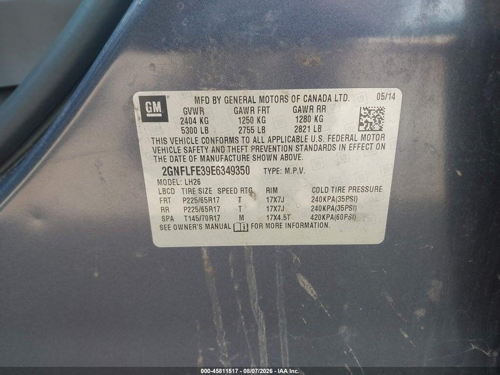 2GNFLFE39E6349350 2014 CHEVROLET EQUINOX photo no. 9