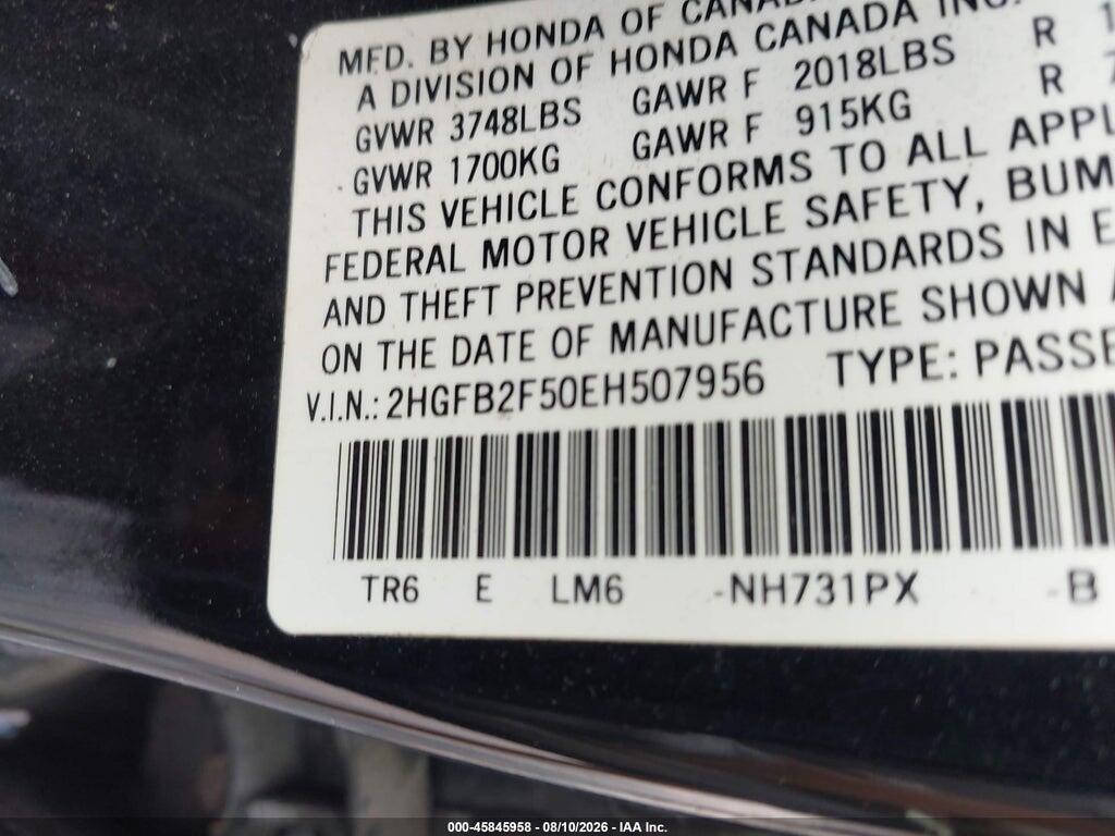 2HGFB2F50EH507956 2014 HONDA CIVIC photo no. 9
