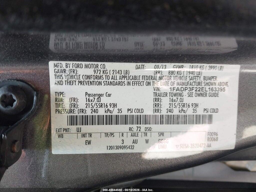 1FADP3F22EL163395 2014 FORD FOCUS photo no. 9