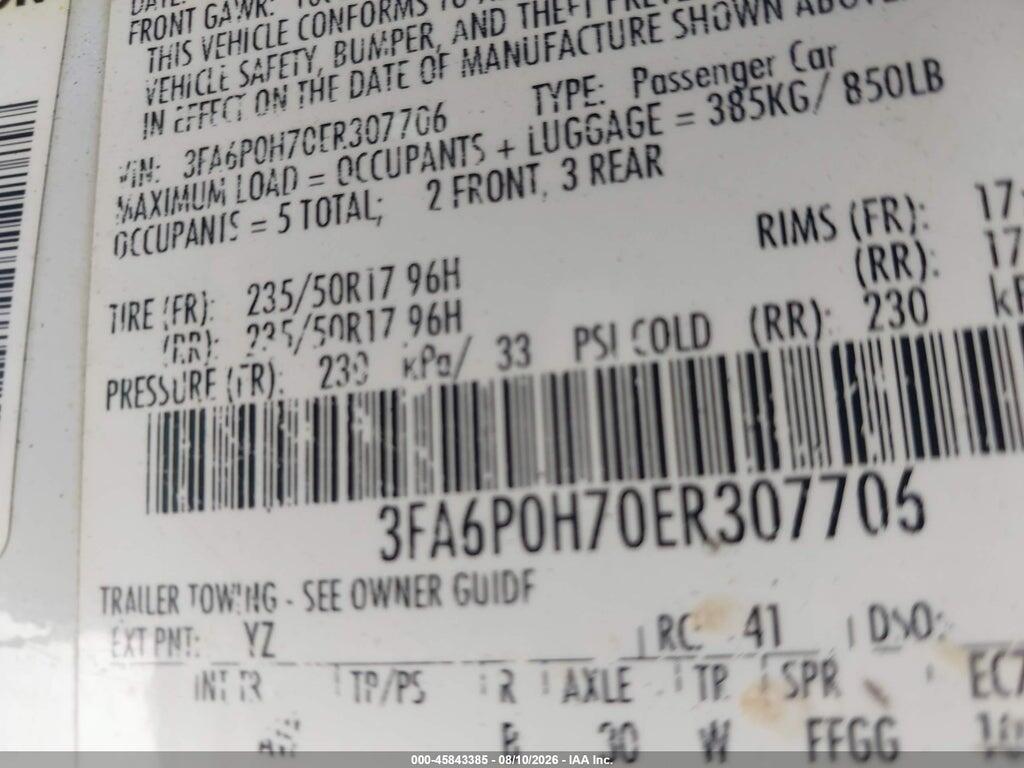 3FA6P0H70ER307706 2014 FORD FUSION photo no. 9