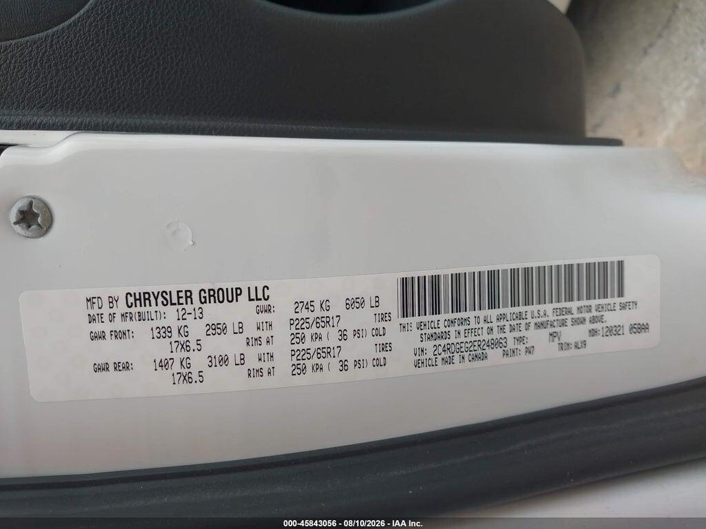 2C4RDGEG2ER248063 2014 DODGE GRAND CARAVAN photo no. 9