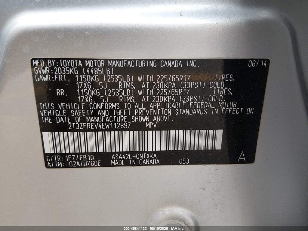 2T3ZFREV4EW112897 2014 TOYOTA RAV4 photo no. 9