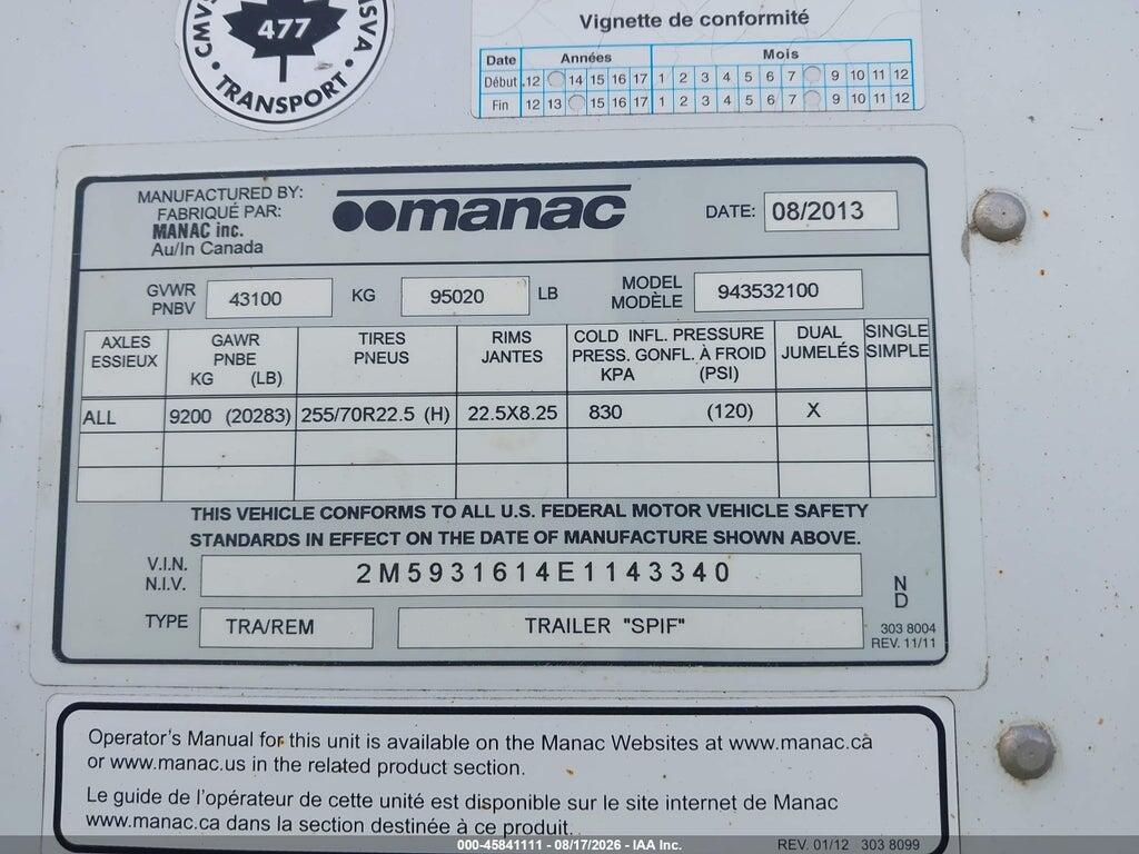2M5831614E1143340 2014 MANAC INC DRY VAN photo no. 9