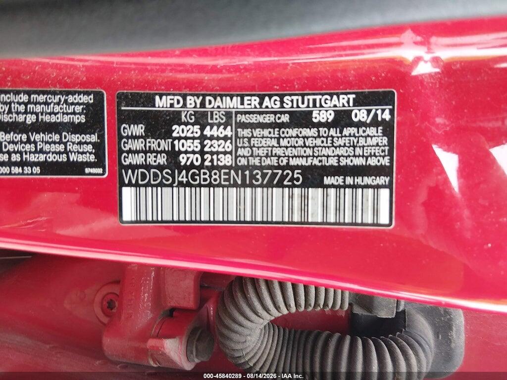 WDDSJ4GB8EN137725 2014 MERCEDES-BENZ CLA 250 photo no. 9