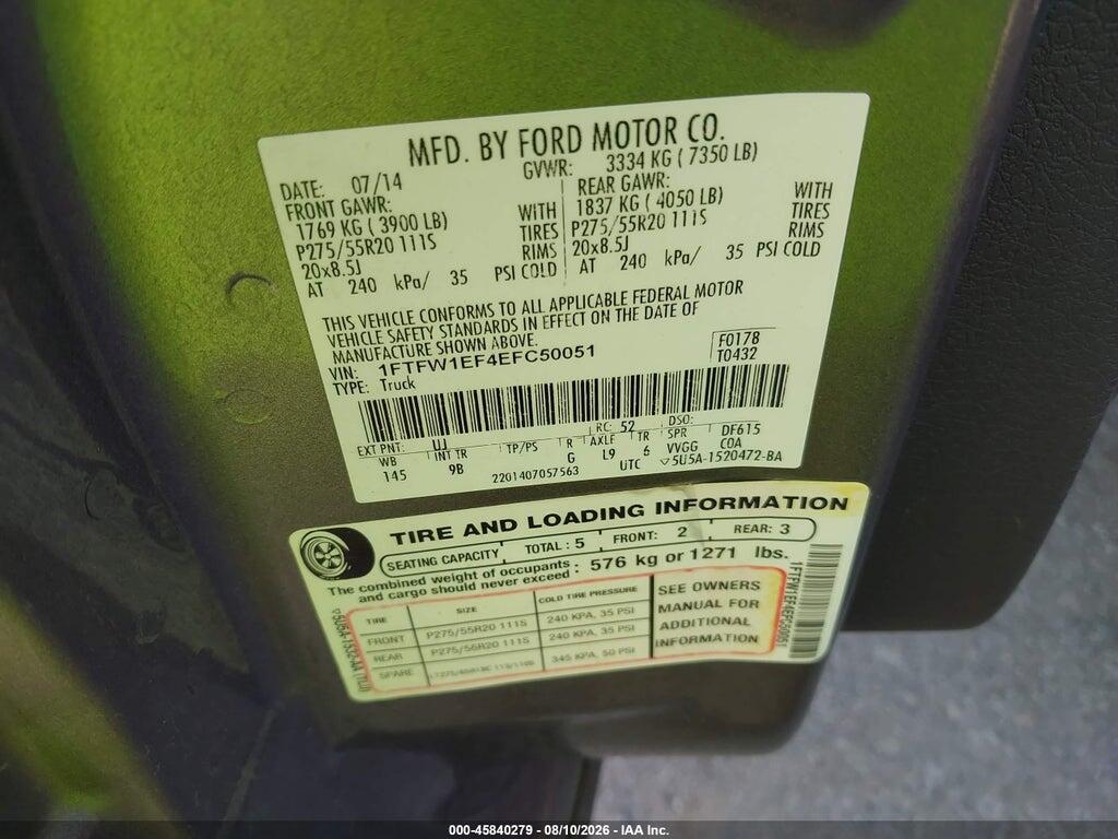 1FTFW1EF4EFC50051 2014 FORD F-150 photo no. 9