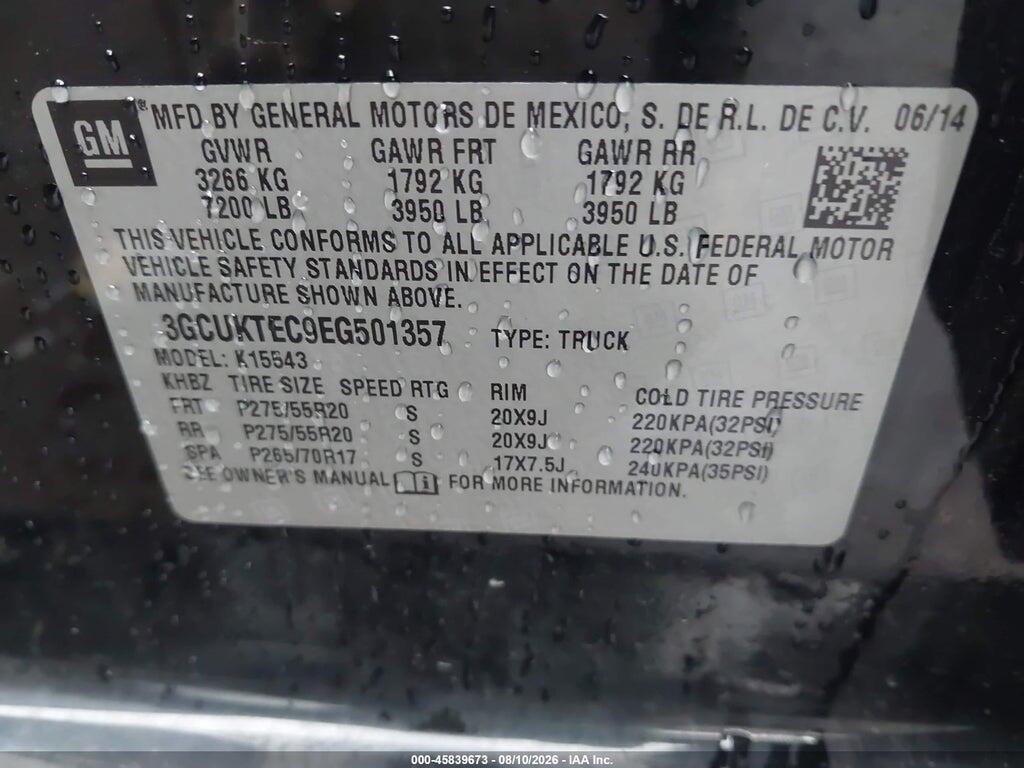 3GCUKTEC9EG501357 2014 CHEVROLET SILVERADO 1500 photo no. 9