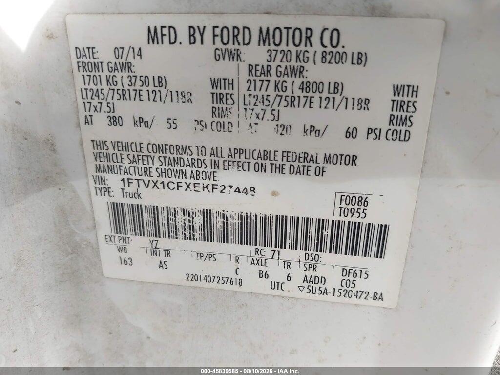 1FTVX1CFXEKF27448 2014 FORD F-150 photo no. 9