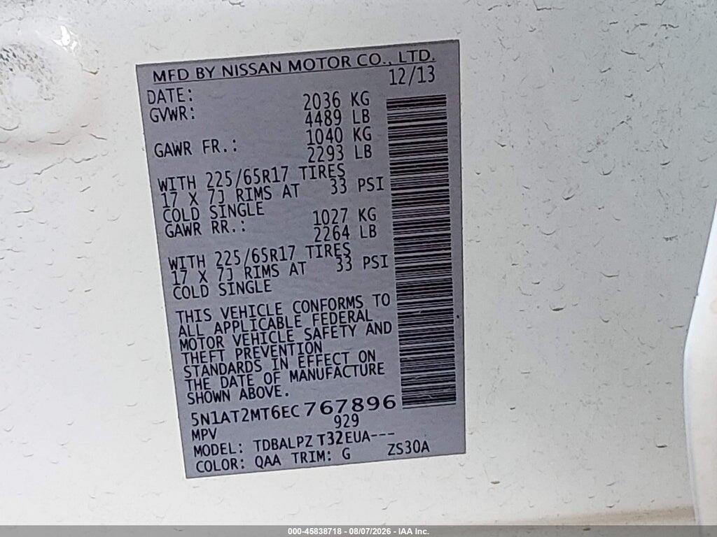 5N1AT2MT6EC767896 2014 NISSAN ROGUE photo no. 9