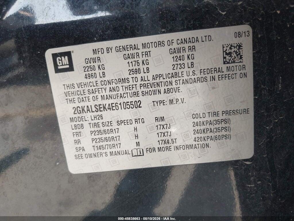 2GKALSEK4E6105502 2014 GMC TERRAIN photo no. 9