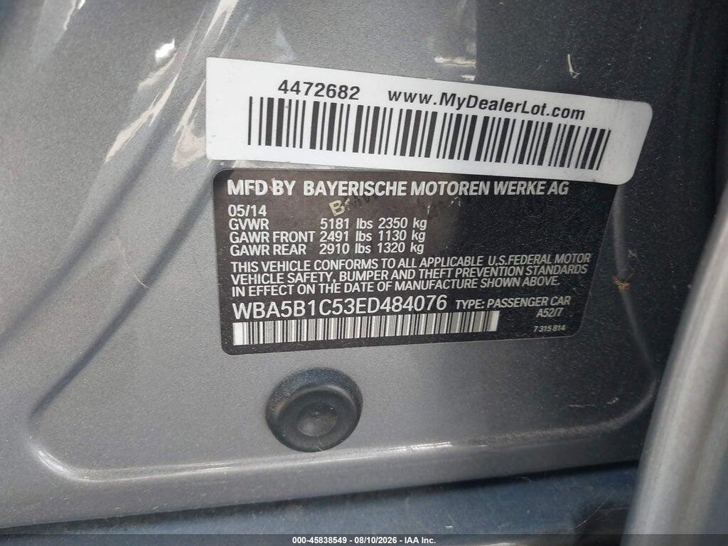 WBA5B1C53ED484076 2014 BMW 535I photo no. 9
