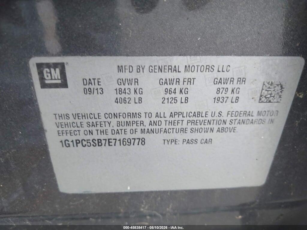 1G1PC5SB7E7169778 2014 CHEVROLET CRUZE photo no. 9