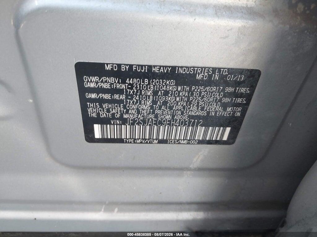JF2SJAEC9EH403712 2014 SUBARU FORESTER photo no. 9