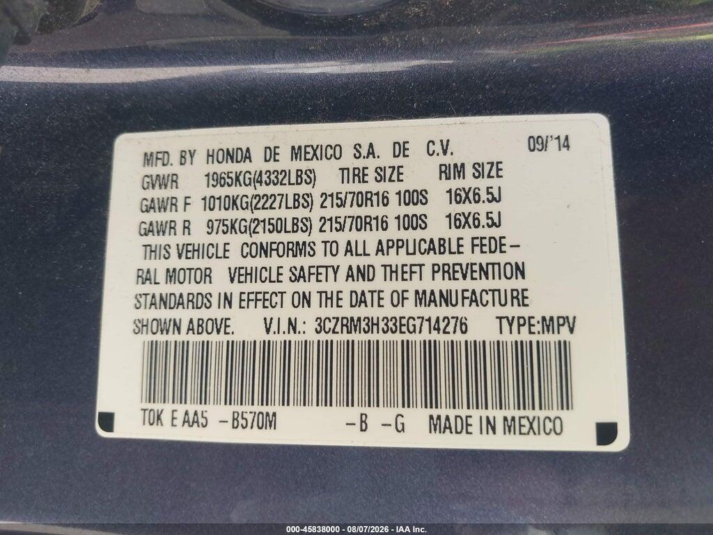 3CZRM3H33EG714276 2014 HONDA CR-V photo no. 9