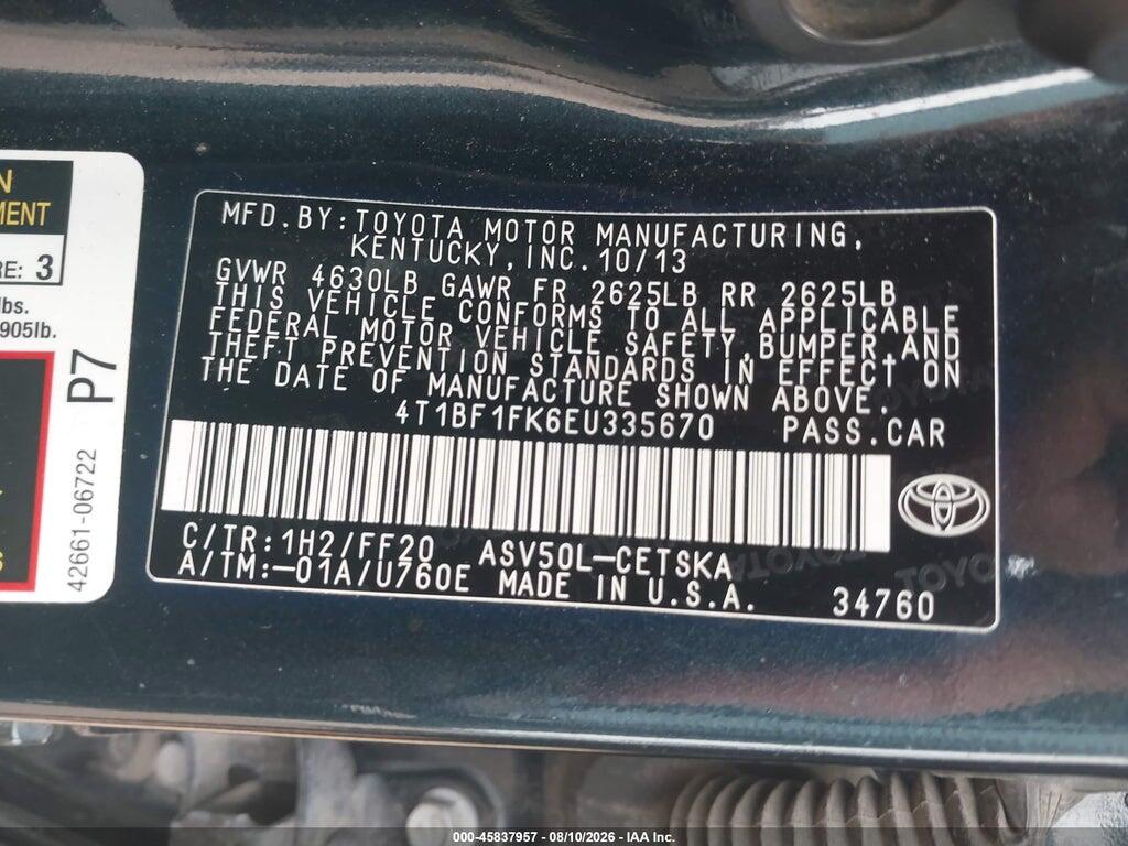 4T1BF1FK6EU335670 2014 TOYOTA CAMRY photo no. 9
