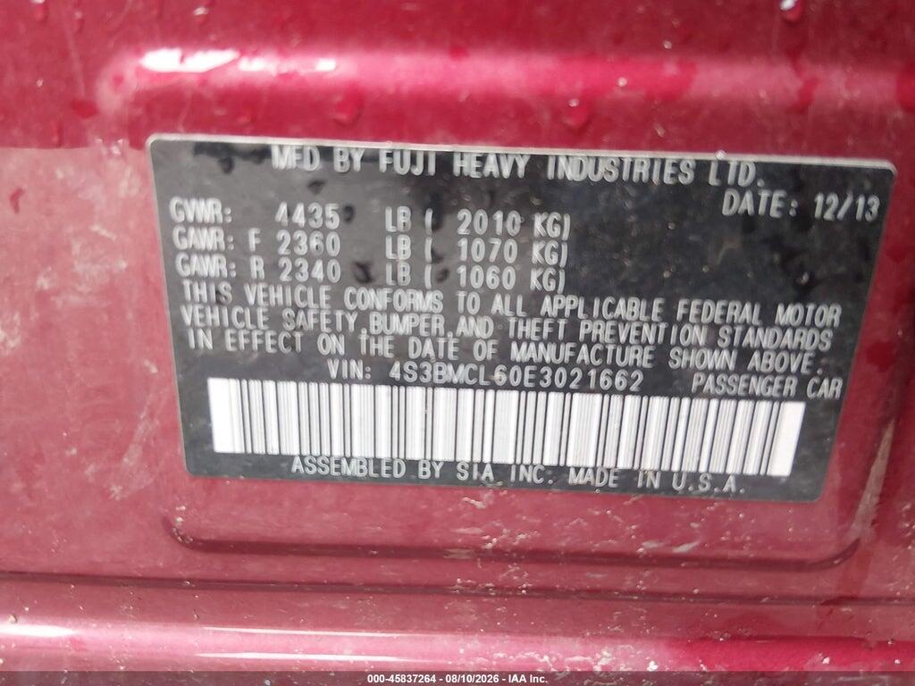 4S3BMCL60E3021662 2014 SUBARU LEGACY photo no. 9