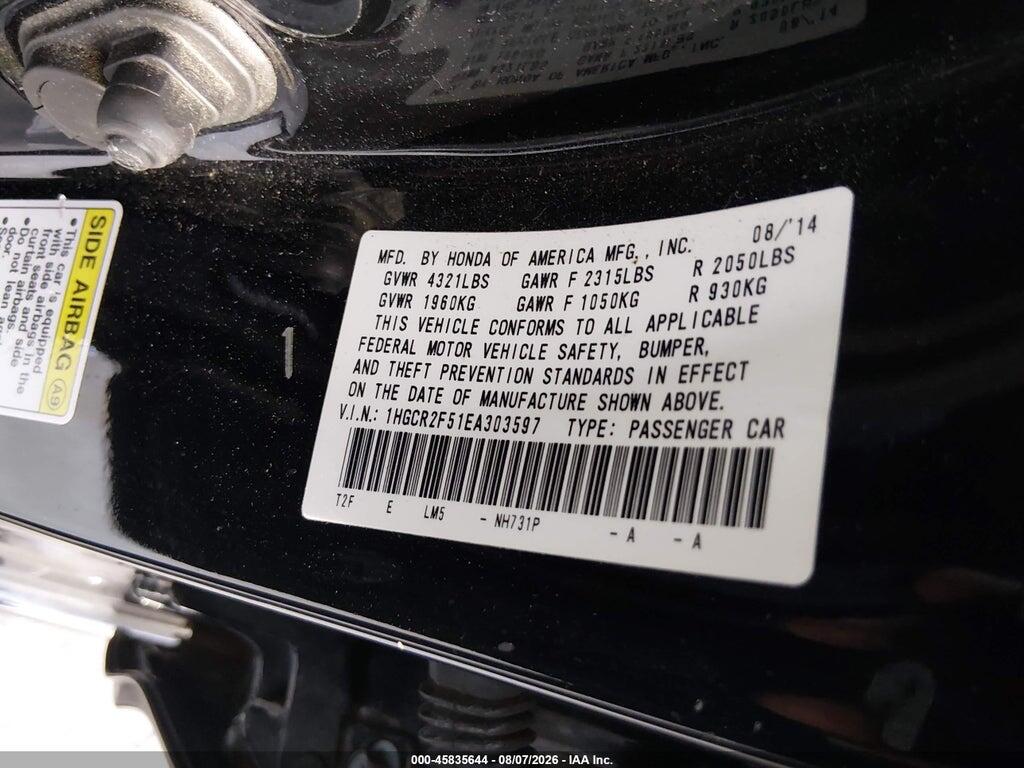 1HGCR2F51EA303597 2014 HONDA ACCORD photo no. 9