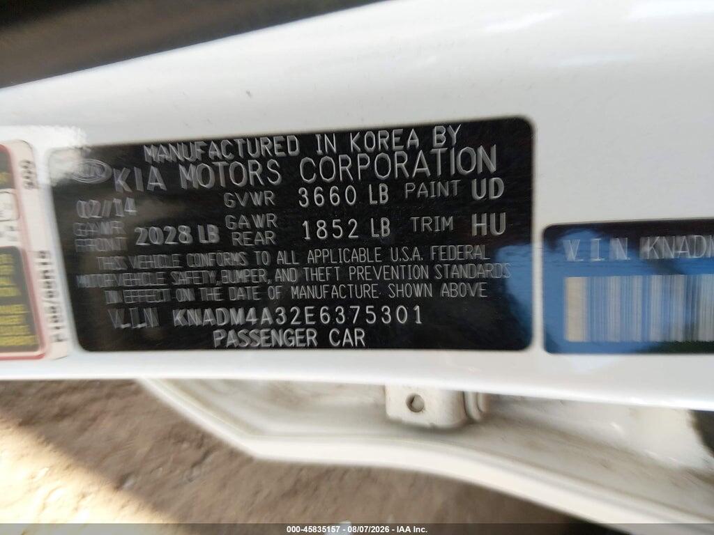 KNADM4A32E6375301 2014 KIA RIO photo no. 9