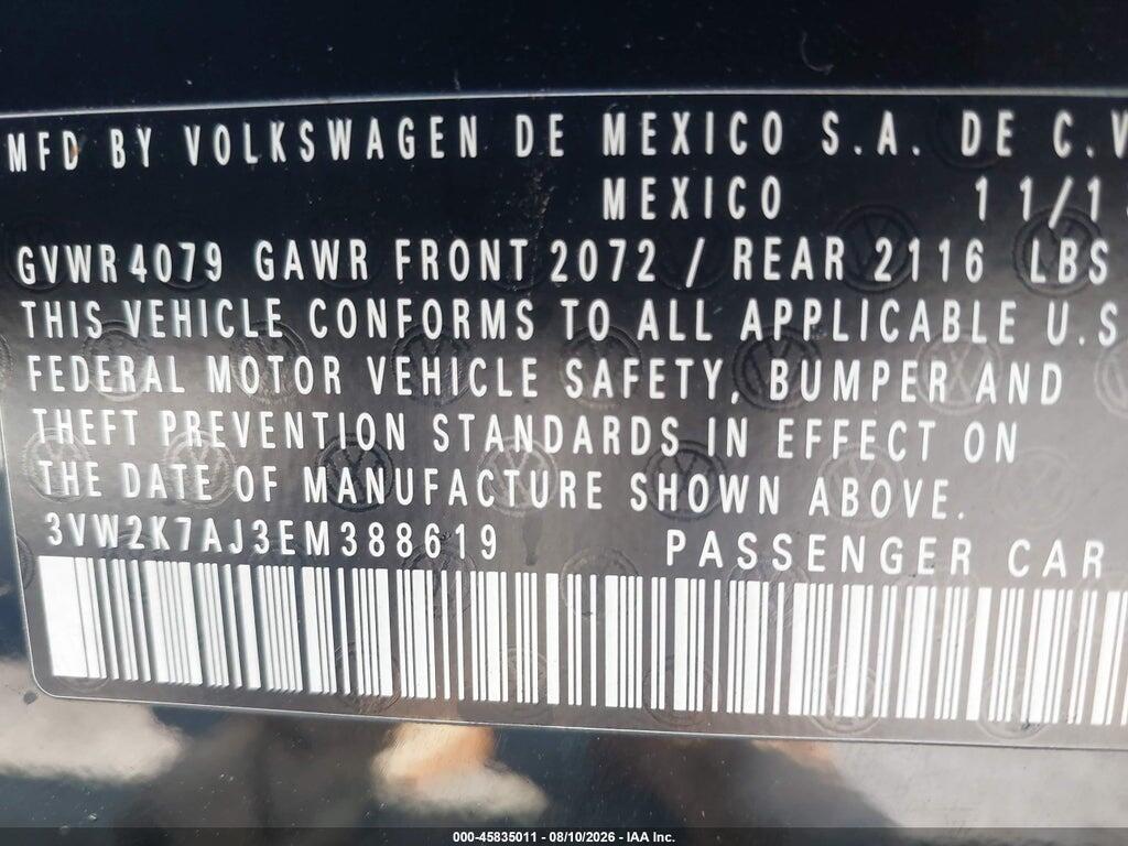 3VW2K7AJ3EM388619 2014 VOLKSWAGEN JETTA photo no. 9