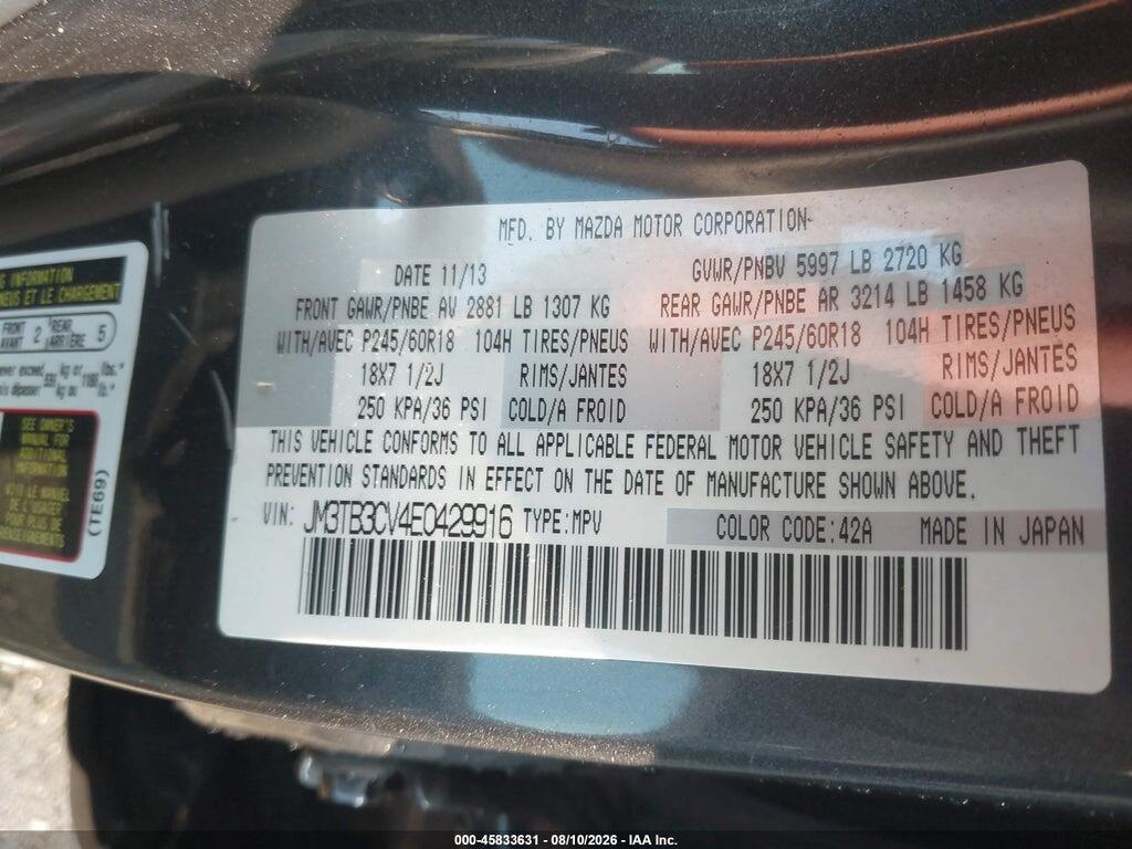 JM3TB3CV4E0429916 2014 MAZDA CX-9 photo no. 9