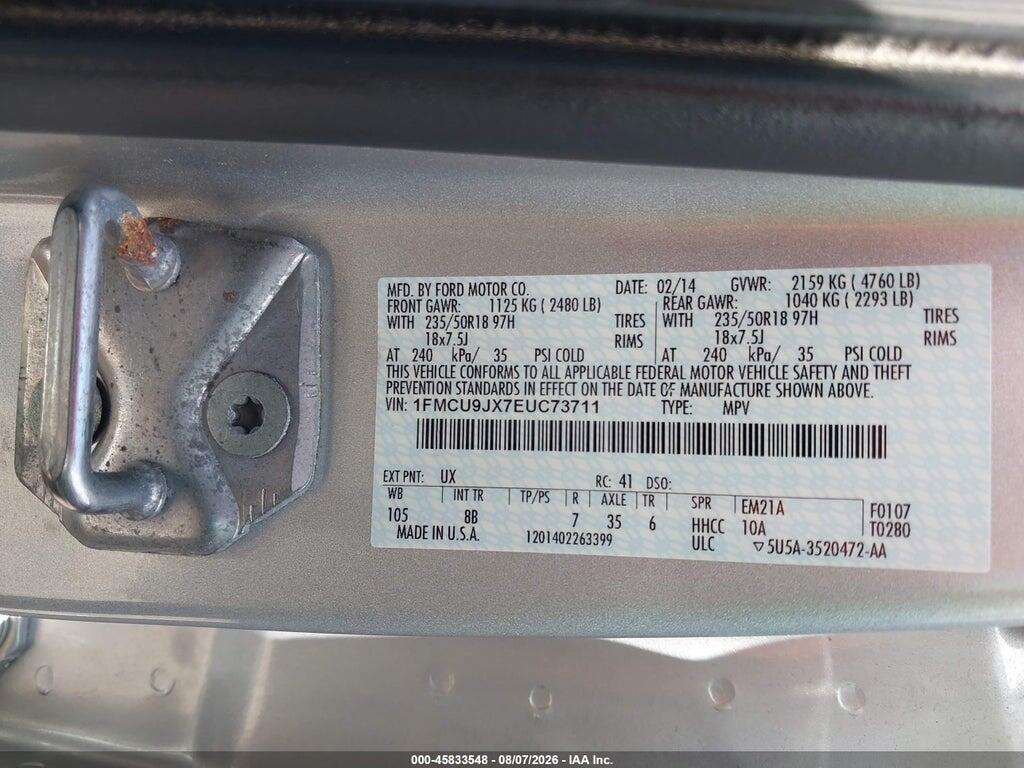 1FMCU9JX7EUC73711 2014 FORD ESCAPE photo no. 9
