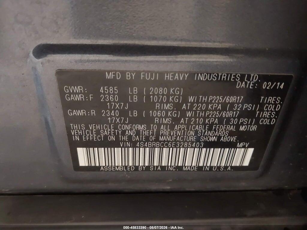 4S4BRBCC6E3285403 2014 SUBARU OUTBACK photo no. 9