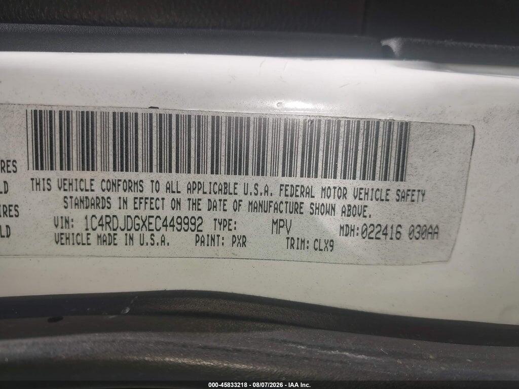 1C4RDJDGXEC449992 2014 DODGE DURANGO photo no. 9