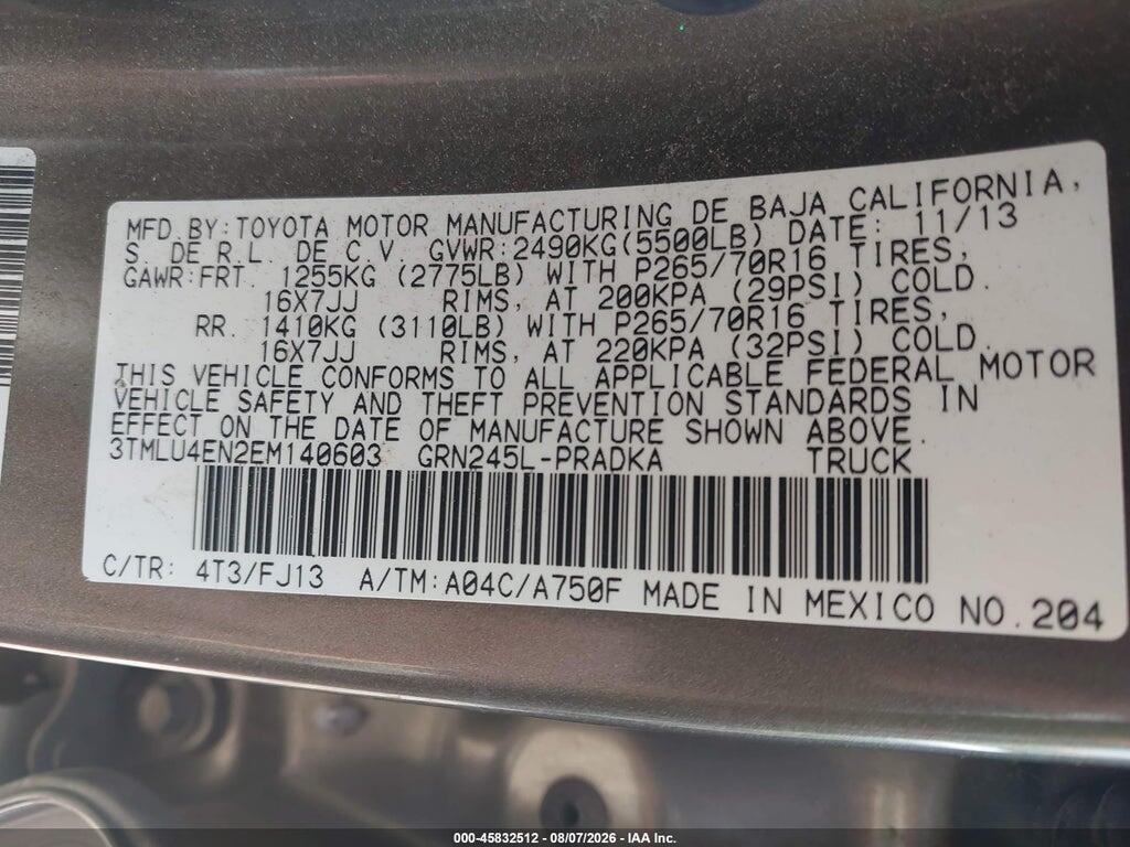 3TMLU4EN2EM140603 2014 TOYOTA TACOMA photo no. 9