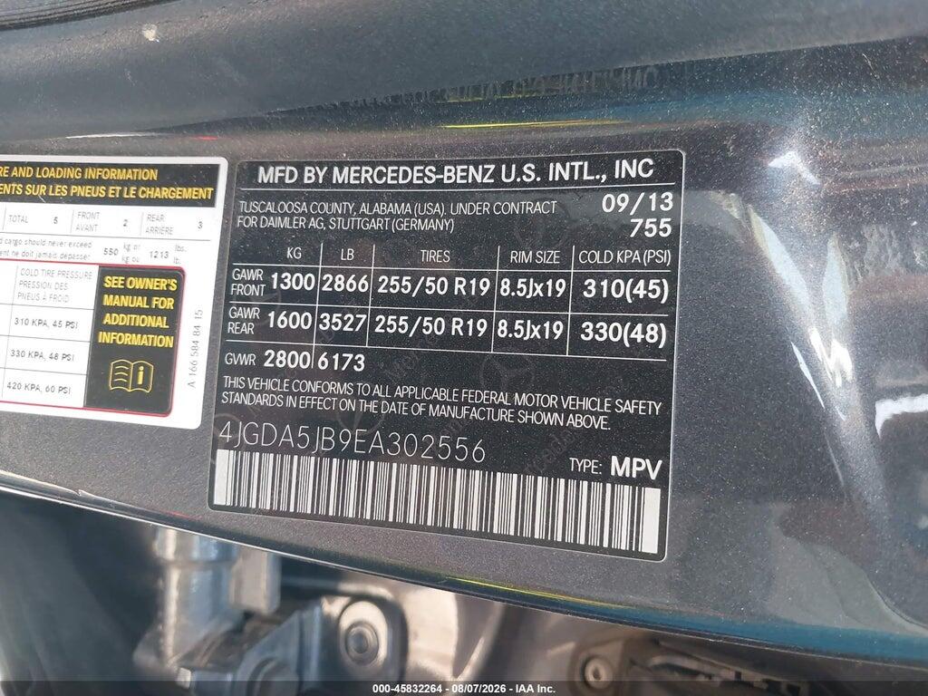 4JGDA5JB9EA302556 2014 MERCEDES-BENZ ML 350 photo no. 9
