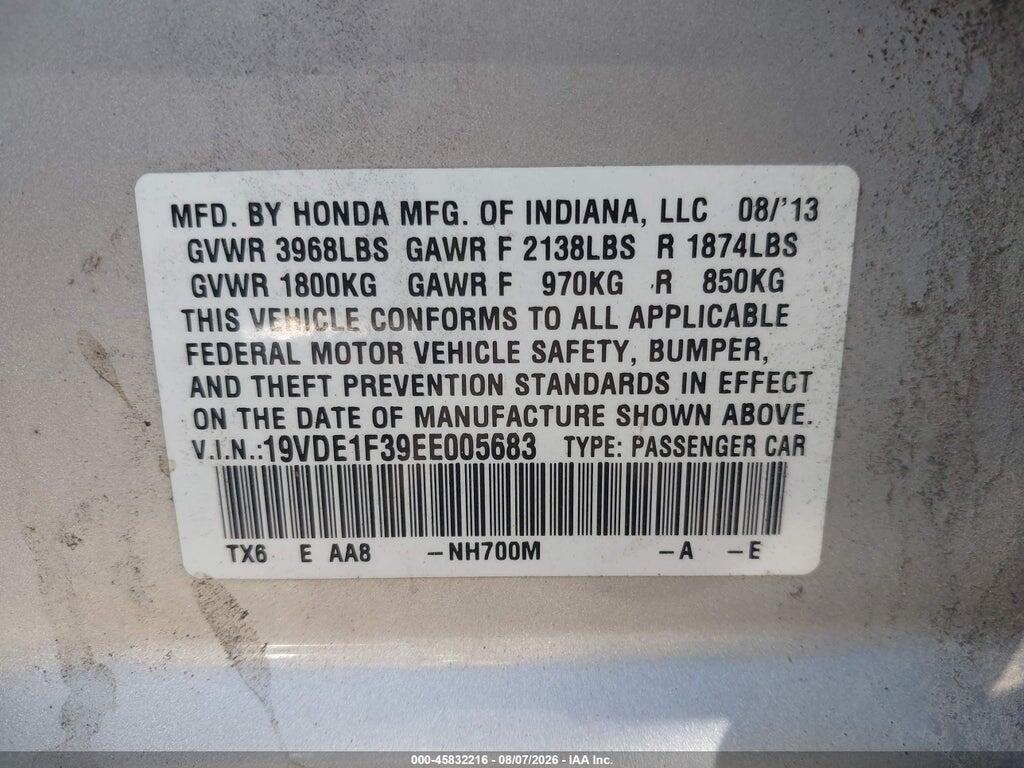 19VDE1F39EE005683 2014 ACURA ILX photo no. 9