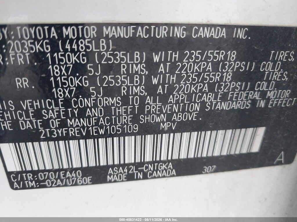 2T3YFREV1EW105109 2014 TOYOTA RAV4 photo no. 9