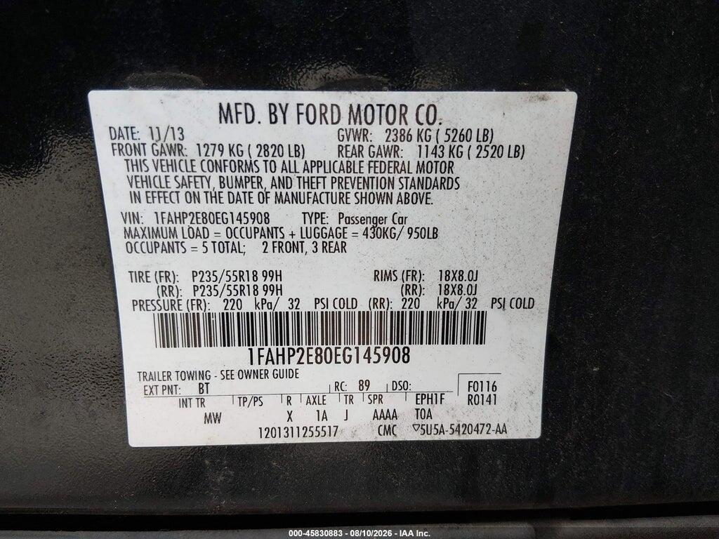 1FAHP2E80EG145908 2014 FORD TAURUS photo no. 9