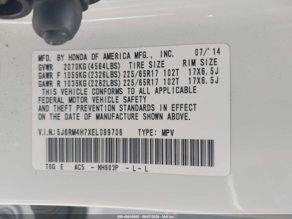 5J6RM4H7XEL099706 2014 HONDA CR-V photo no. 9