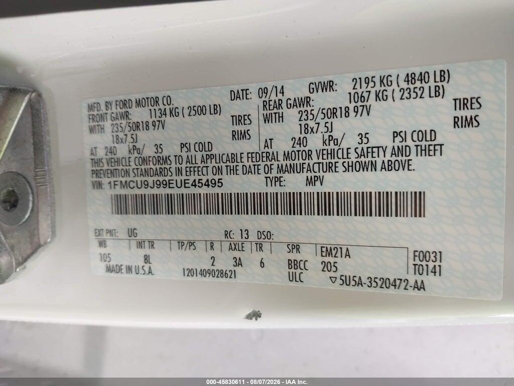 1FMCU9J99EUE45495 2014 FORD ESCAPE photo no. 9