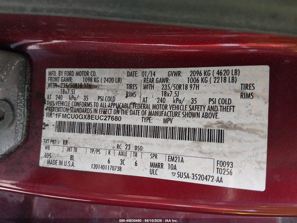 1FMCU0GX8EUC27680 2014 FORD ESCAPE photo no. 9