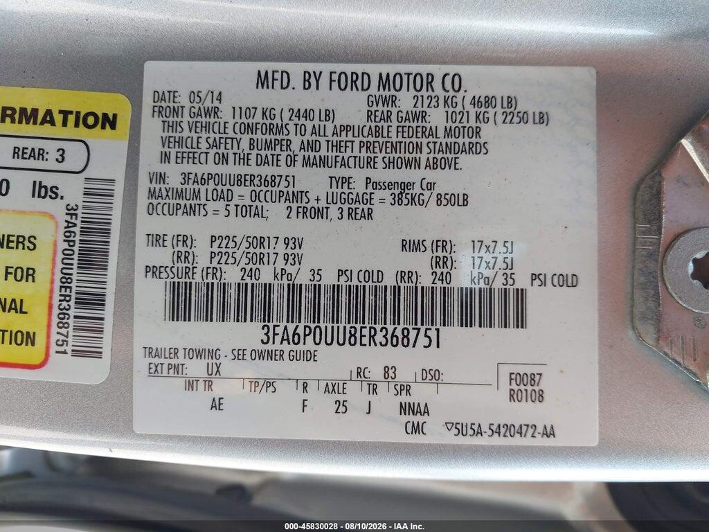3FA6P0UU8ER368751 2014 FORD FUSION HYBRID photo no. 9