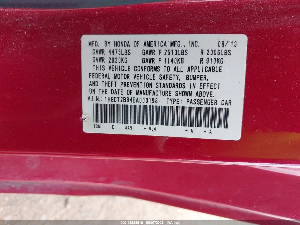 1HGCT2B84EA000198 2014 HONDA ACCORD photo no. 9