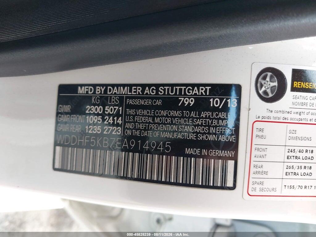 WDDHF5KB7EA914945 2014 MERCEDES-BENZ E 350 photo no. 9
