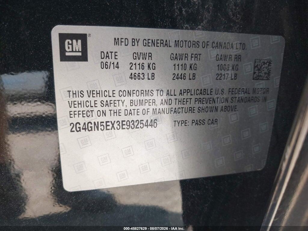 2G4GN5EX3E9325446 2014 BUICK REGAL photo no. 9