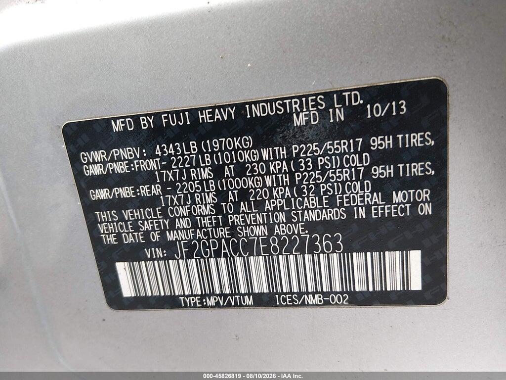 JF2GPACC7E8227363 2014 SUBARU XV CROSSTREK photo no. 9
