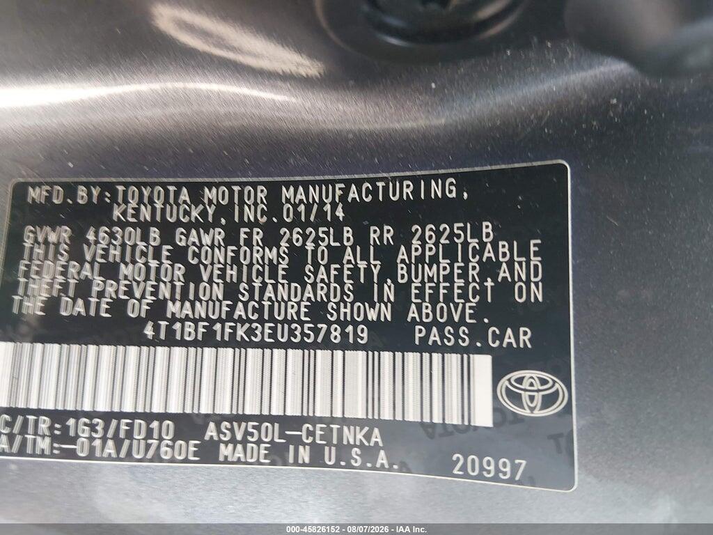 4T1BF1FK3EU357819 2014 TOYOTA CAMRY photo no. 9
