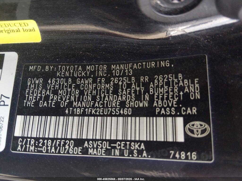4T1BF1FK2EU755460 2014 TOYOTA CAMRY photo no. 9
