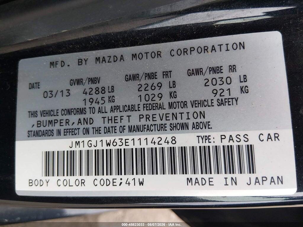 JM1GJ1W63E1114248 2014 MAZDA MAZDA6 photo no. 9