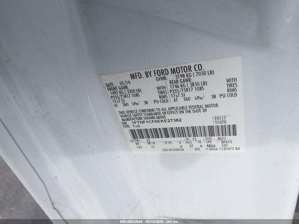 1FTNF1CF6EKE27382 2014 FORD F-150 photo no. 9