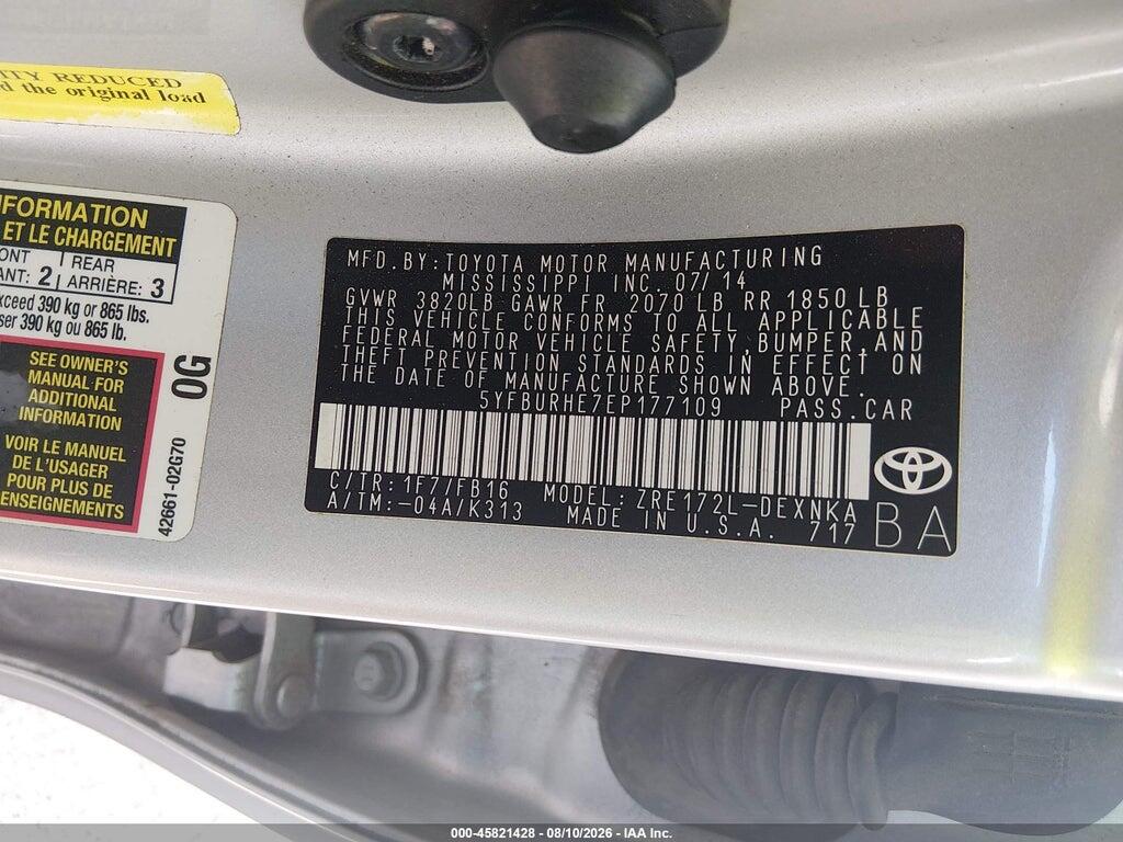 5YFBURHE7EP177109 2014 TOYOTA COROLLA photo no. 9