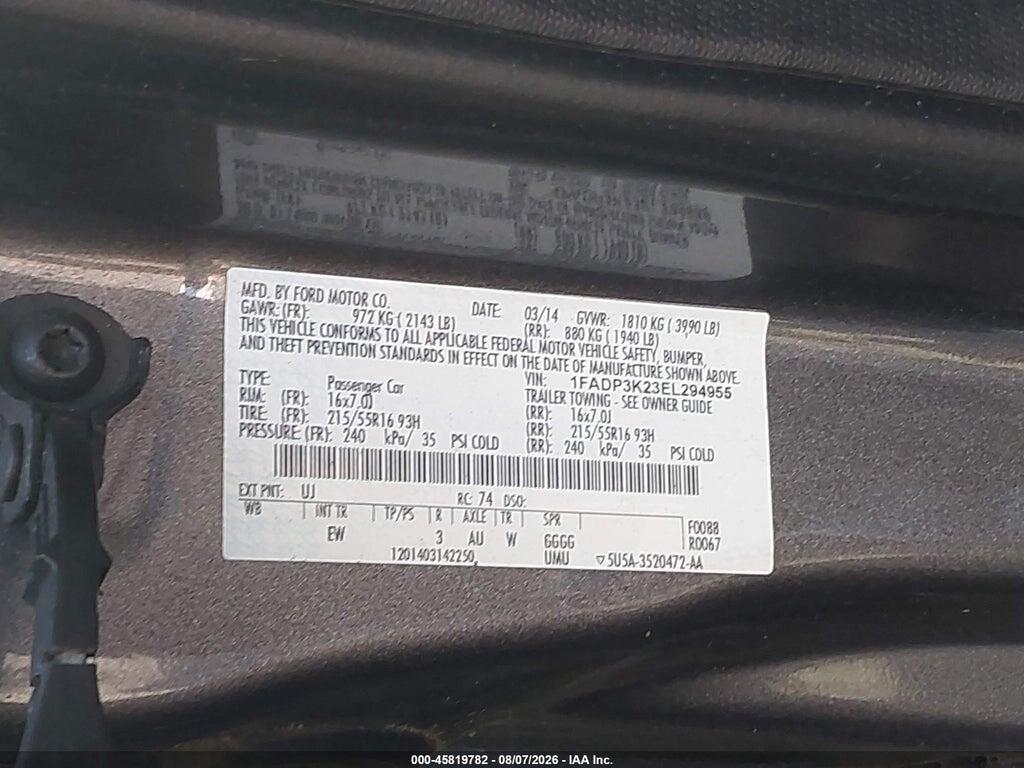 1FADP3K23EL294955 2014 FORD FOCUS photo no. 9