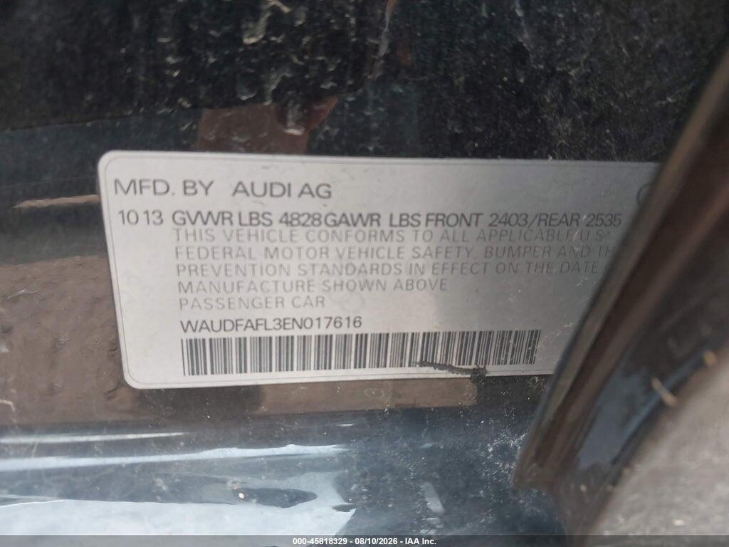 WAUDFAFL3EN017616 2014 AUDI A4 photo no. 9