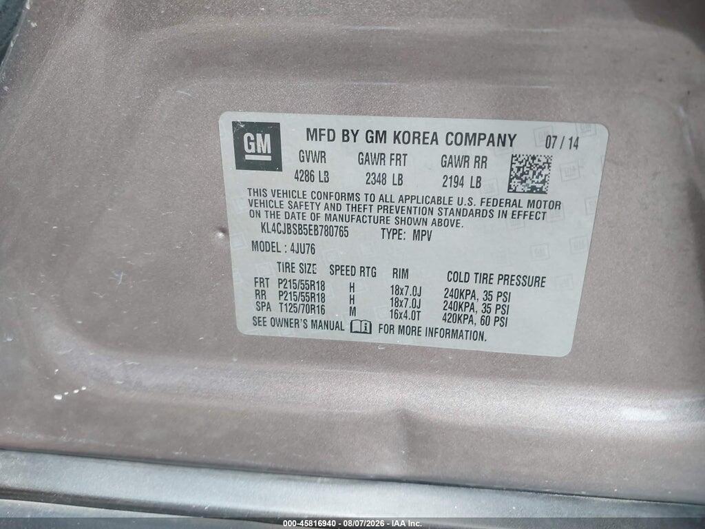 KL4CJBSB5EB780765 2014 BUICK ENCORE photo no. 9