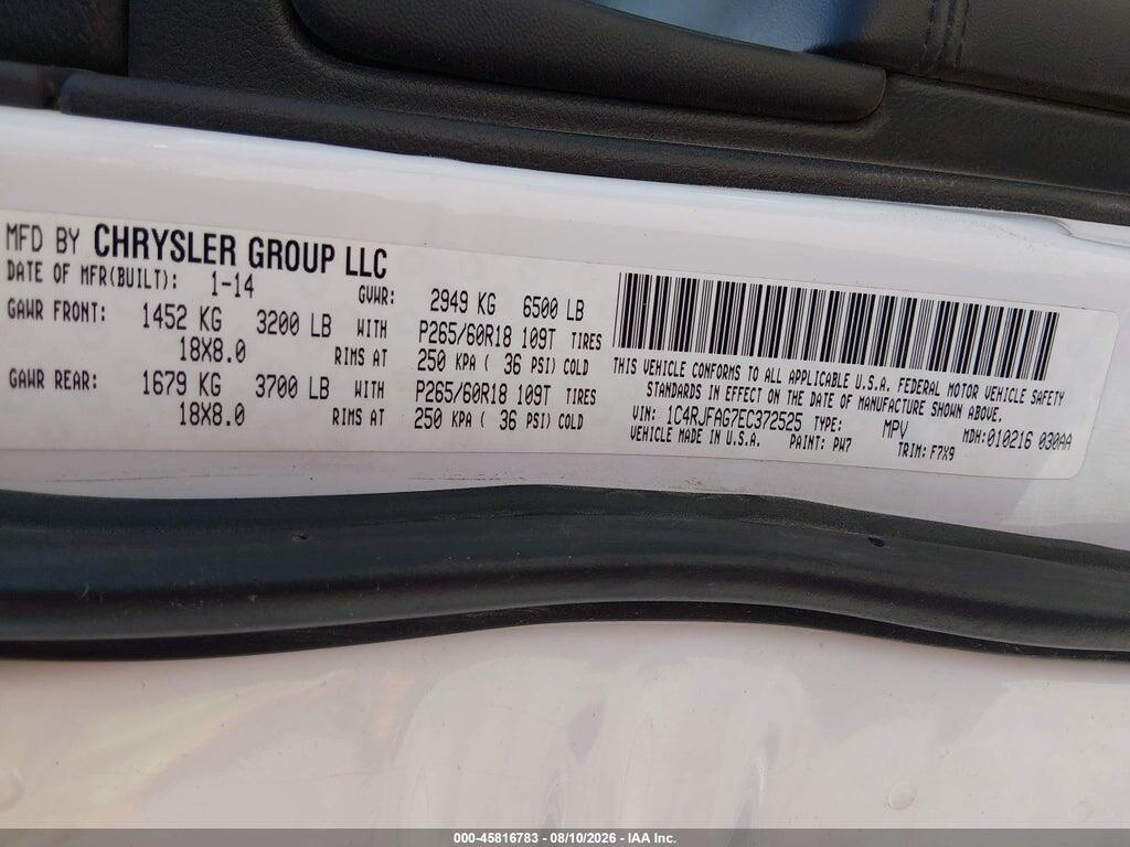 1C4RJFAG7EC372525 2014 JEEP GRAND CHEROKEE photo no. 9